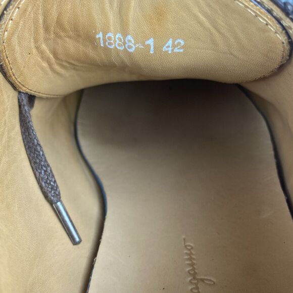 Salvatore Ferragamo Tramezza  Dress Shoes Mens 42 Brown Leather Made In Italy